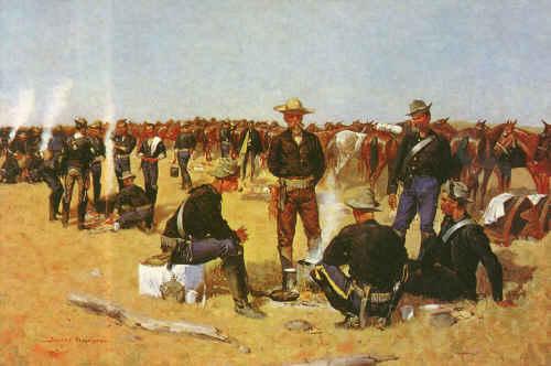 Frederick Remington A Cavalryman's Breakfast on the Plains Sweden oil painting art